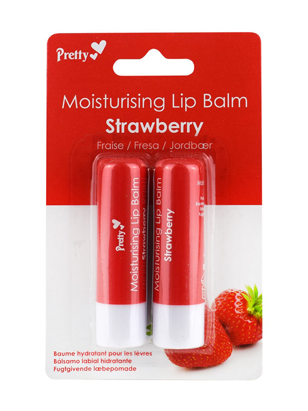 Pretty Moisturising Lip Balm-Strawberry, 2x pack