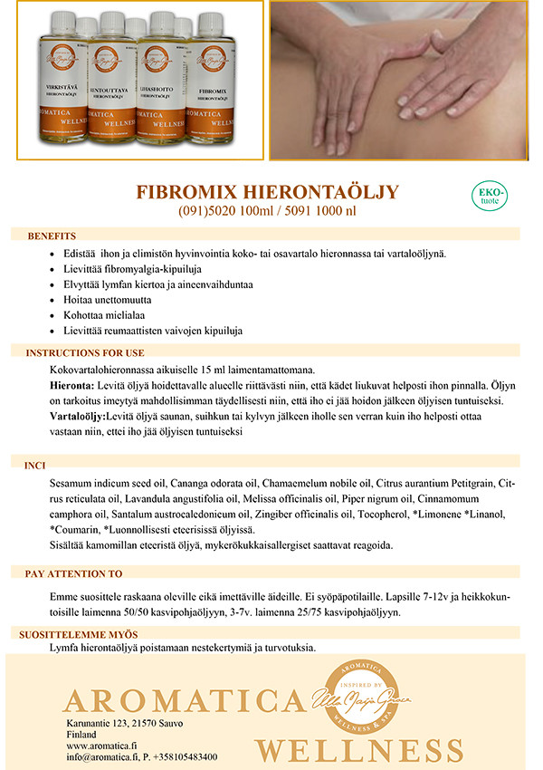 TilaustuoteAromatica Fibromix hierontaöljy 1000ml