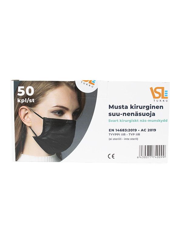 Kirurginen kasvosuoja MUSTA 50 kpl Kirurginen kasvosuoja MUSTA 50 kpl
