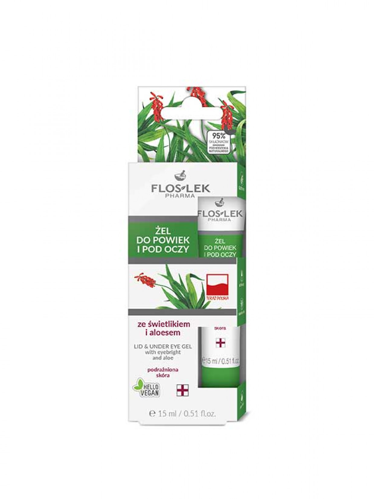 FLOSLEK Lid&under eye gel 15ml, aloe vera FLOSLEK Lid&under eye gel 15ml, aloe vera
