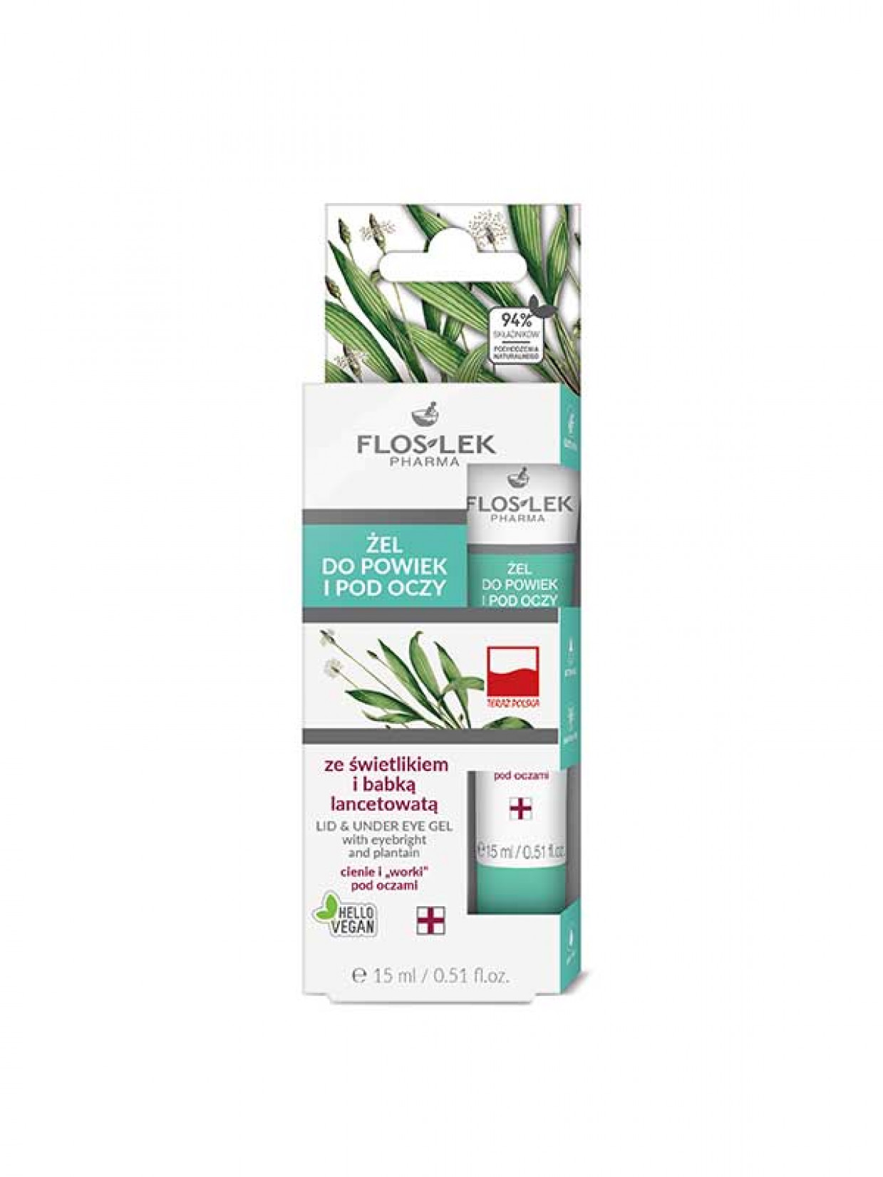 FLOSLEK Lid&under eye gel 15ml, plantain FLOSLEK Lid&under eye gel 15ml, plantain