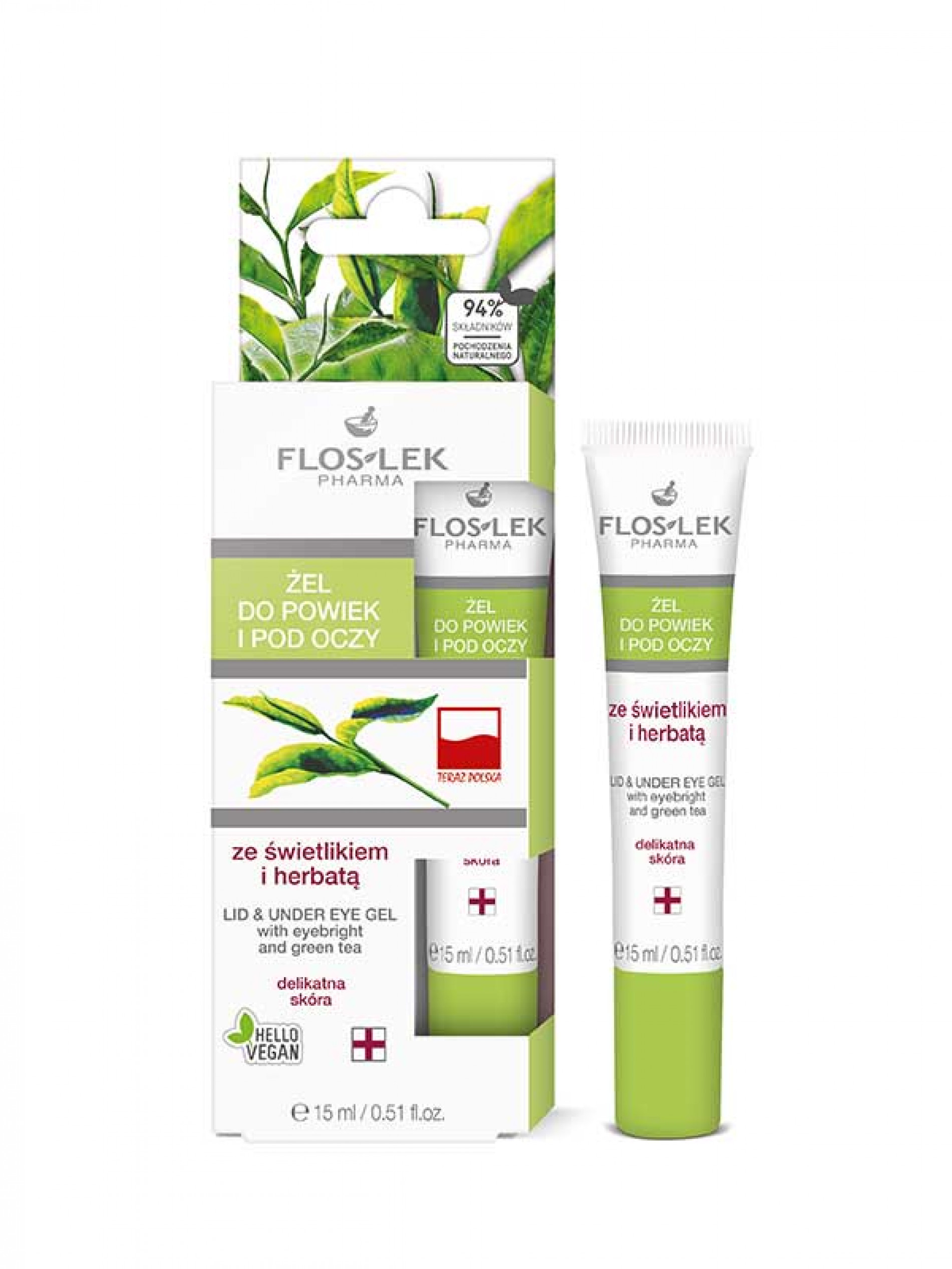 FLOSLEK Lid&under eye gel 15ml, green tea FLOSLEK Lid&under eye gel 15ml, green tea