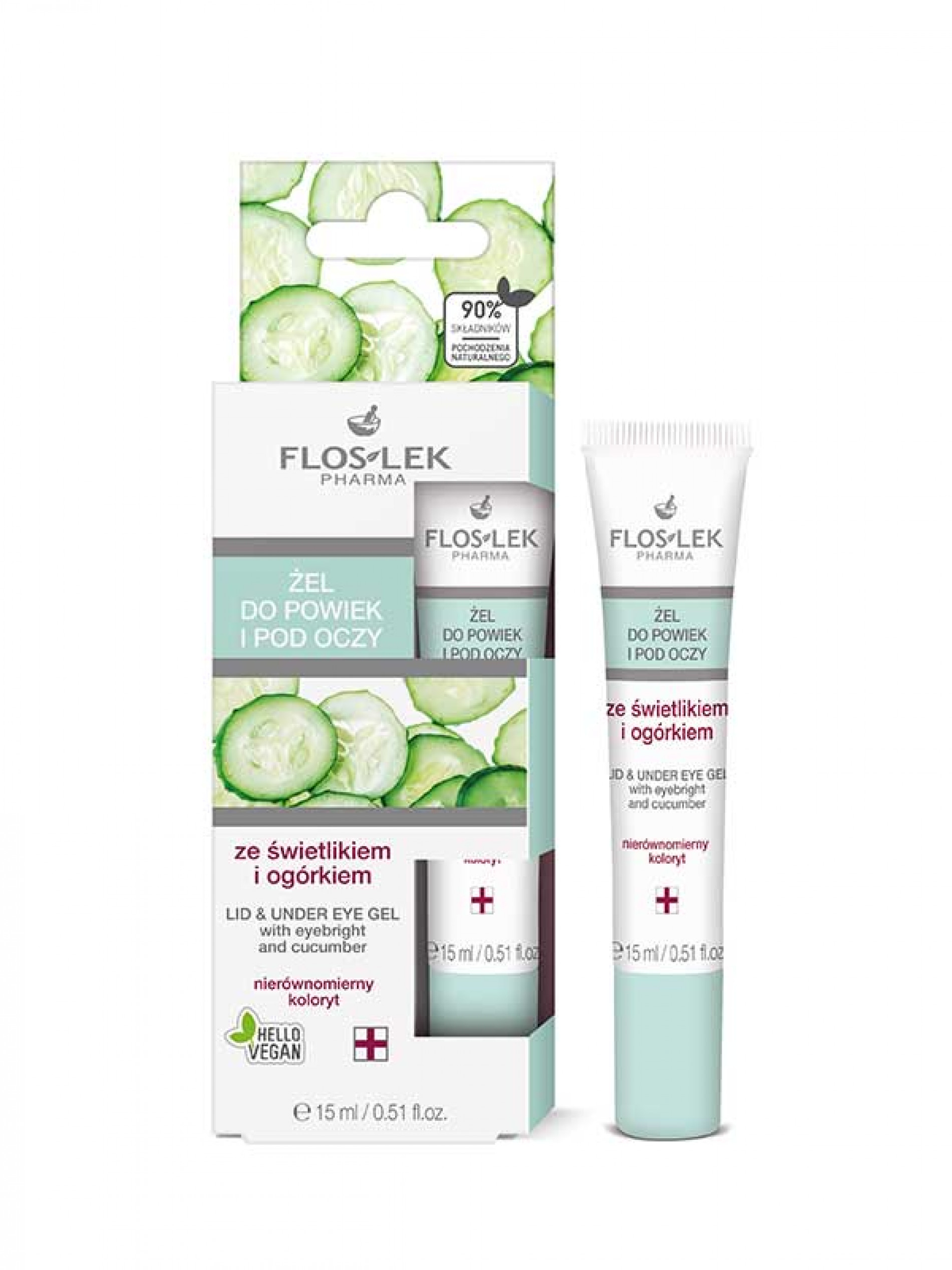 FLOSLEK Lid&under eye gel 15ml, cucumber FLOSLEK Lid&under eye gel 15ml, cucumber